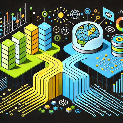 Grafik die Datenfluss und KI Neuronale Netzte zeigt