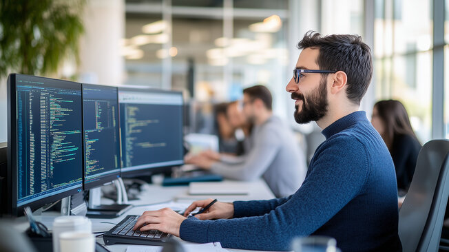 Software Entwickler im Büro am Schreibtisch